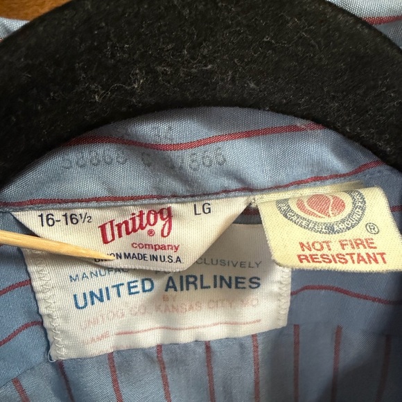 Vintage United Mechanic Work Shirt Sz LG Long Sleeve Blue/Red Stripes Button Up - Picture 6 of 6